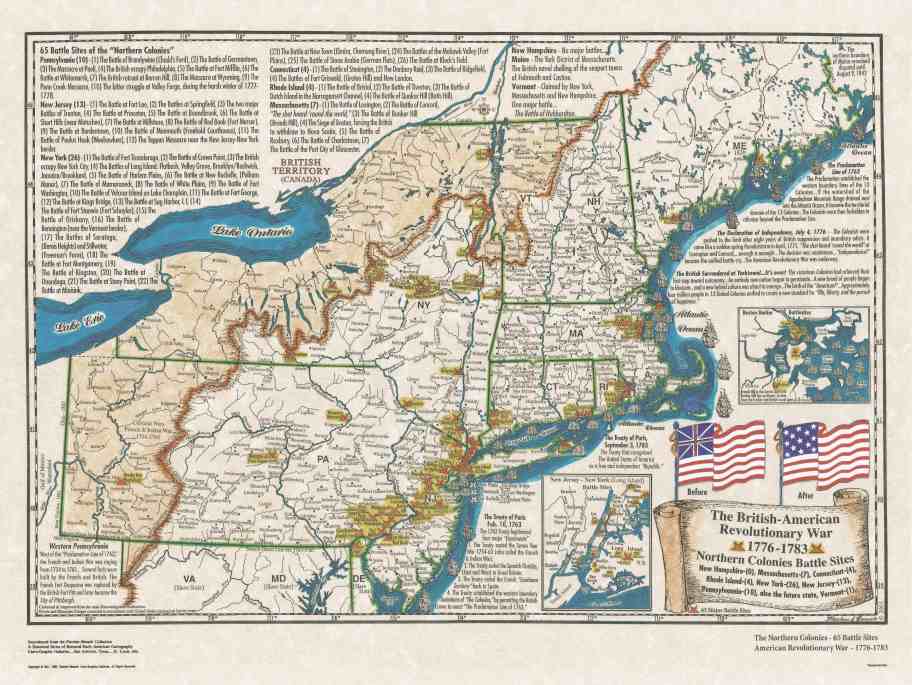American Revolution Battle Sites North Colonies 1776-83