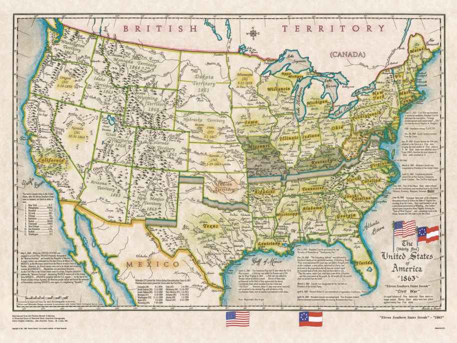 The 35 US 11 Southern States Secede 1863